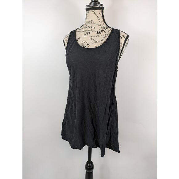 Rock Etiquette Womens Small Tank Top Black Scoop Neck Back Split Raw Hem Grunge - Picture 1 of 7